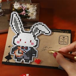 Journal GO 4pcs DIY Pixel Perler Bead Sticker Book Creative Journal Supplies Scrapbook Material Cute Pixel Bead Stickers