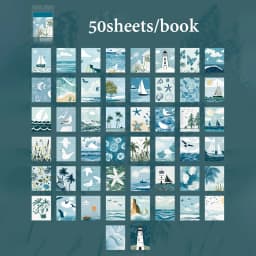 Mr.Paper 50 Sheets/Book Four Seasons in Bloom Series Material Sticker Book Vintage Landscape Design DIY Journal Scrapbook Decor