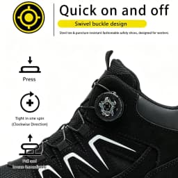 Rotating Button Safety Boots Shoes Man Steel Toe Safety Work Shoes Lightweight Non Slip Work Boots Men Sneaker