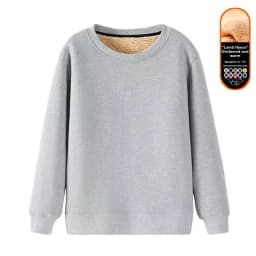 Men's Fleece Lined round Neck Sweatshirt Loose Long Sleeve T-Shirt Thickened Lamb Velvet Warm Winter Base Layer Shirt