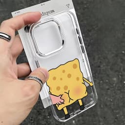 Fun S-SpongeBobs Pinch Butt Phone Case For iPhone 17 16e 16 15 14 13 12 11 mini Pro Max X XR XSMAX 8 7 Air Plus Clear Soft Cover