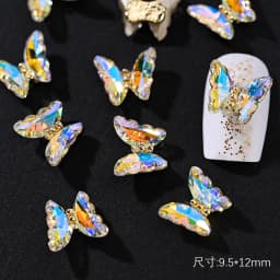 10Pcs 3D Crystal Butterfly Nail Charms Hollow Shape with Rhinestones for DIY Nail Art Decorations 8*8.5mm Shiny Butterfly Gems 9