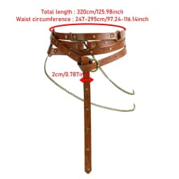UYEE Retro Viking Style Belt Adjustable Medieval PU Leather Belt with Metal Chain Punk Steampunk Cosplay Accessories