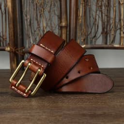 3.8cm Cowskin Genuine Leather Brass Copper Double Needle Pin Buckle Luxury Thick Retro High Quality Belt Men Jeans Designer Belt