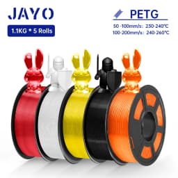 JAYO 5Rolls PETG Filament 1.75MM 1.1KG/Roll 3D Printer Filament PETG High Toughness for FDM 3D Printing Material