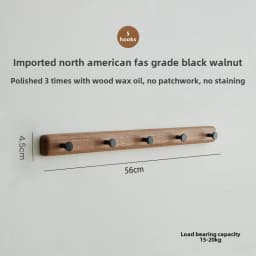Hanging clothes rack, wall mounted black walnut wood, entrance hall, entrance door, clothes hanger, hat, clothes hook