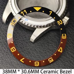 Sloping 38mm * 30.6mm Ceramic/Aluminum Bezel GMT and Diving Watch Insert Fits for 40mm Men's Watch Case Bezel Replacement Insert