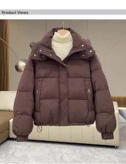Women's Loose Fit Cotton Jacket 2025 Winter Warm Short Korean Style Color Versatile Elegance Hooded Cotton Coat