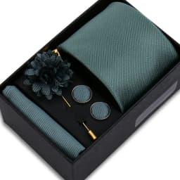 Top Quality Solid Color Ties Hanky Cufflinks Brooch Set Elegant Jacquard Necktie For Men Business Wedding In Gift Box Gravatas