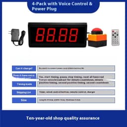 Digital Display Competition Timer Countdown Stopwatch Counter 2.3 Inch 4-Digit Training Speech Timing Equipment + Remote Control