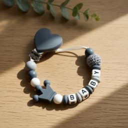 Personalized Baby Pacifier Clip Custom Name Silicone Crown Beads Heart Wooden Holder Handmade Teether Chain BPA Free Gift