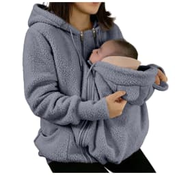 2-In-1 Maternity Clothes Autumn Winter Plush Hoodies Kangaroo Design Big Pockets Jackets For Pregnant Women Warm Baby Wearing