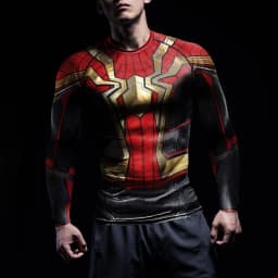 NADANBAO Rash Guards Compression Shirts Men Cosplay Superhero Spider Pattern Printed Workout Long Sleeve Tops Fitness Sportwear