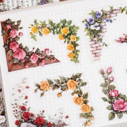 30 pcs Flowers Corner Stickers Retro Hollowed Out Frames Sticker Pack Collage Journal Scrapbooking Material Office Stationery