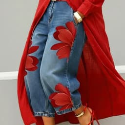 Office Lady Chic Loose All Season Pants Elegant Women Straight Printing Patchwork Pants Outdoor Casual Long Pants 2026 Trousers
