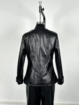 Women PU Leather Coats Solid Short Jackets Long Sleeves Stand Collar Zipper Thin Skinny Slim Fit Office Lady Casual 2025 Autumn