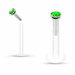 4X 2/2.5/3mm Crystal Push In Acrylic Labret Ring Monroe Lip 6/8/10/12mm Bar Flat Back Ear Stud Flexible Piercing 16g