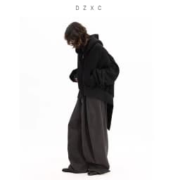 Irregular Sweatshirt~ Black Hooded Sweatshirt Women's Jacket, All-Cotton, Loose Fit, Casual, Slimming, New Autumn Style
