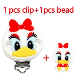 2pcs/set Silicone Cartoon Animal Pacifier Clip Molar Bead DIY Pacifier Chain Jewelry Accessories