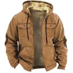 Men's Winter Fleece Hoodies Solid Patchwork Fashion Hooded Windbreaker Jacket Male Loose Work Wear Clothes Sweatshirt Outwear