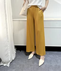 Summer New Casual Pants Simple Loose Comfortable Stretch Pleated Straight Nine Pants Women's Lightweight Fabric 90/95 Cm