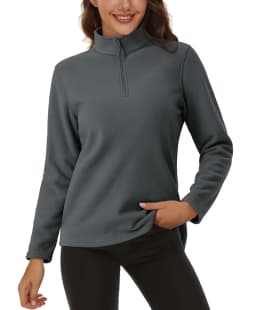 TACVASEN Stand Collar 1/4 Zip Fleece Pullover Womens Outdoor Sports Casual Tops Autumn Winter Lightweight Soft Warm Sweatshirt