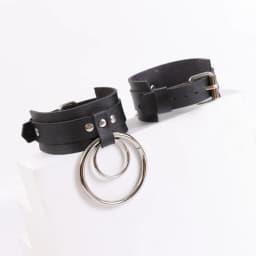 Ankle Belt Black O-Ring Ankle Punk Leather Feather Anklet Men's Women Alloy Pendant Accessories YK2 Ankle Belt