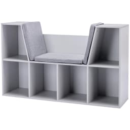 HOMCOM Kids Bookcase Shelf Storage Cabinet Unit, Living Room Sideboard w/ Six Compartments for Toys, Books - Grey