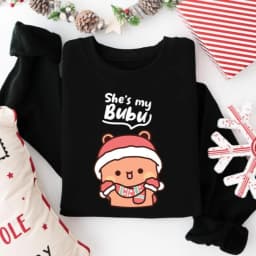 Bubu Dudu Christmas Couple Sweatshirt | Matching Holiday Sweater Gift Crew Neck Long Sleeve Fashion Comfortable Thermal Hoodie