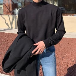 Half-turtleneck Sweater for Men, Long-sleeved Korean Style Trendy Knitted Sweater with Bottoming Shirt, Hong Kong Style Casual