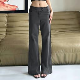 Y2K Retro Pants Solid Color Low Waist Woven Casual Simple Commuting Style Versatile Daily Loose Straight Leg