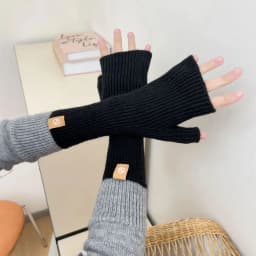 Women's Solid Color Knitted Warm Gloves Simple Outdoor Riding Half Finger Stretch Gloves Touch Screen Open Finger Winter Mittens