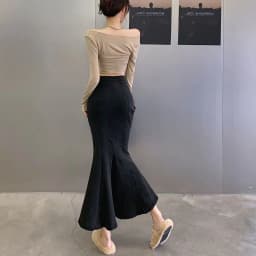 2026 Solid Slimming High Waist Midi A- Line Skirt Woman Trumpet Sides for Women Denim Half-length Skirt with Flounce