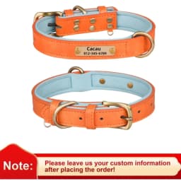 Custom Leather Dog Collar Soft Padded Dog Collars Personalized Pet ID Necklace Free Engraved Name Paw For Small Medium Dogs Pug