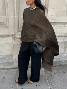 Miyake Pleated Medium Length V-neck Women's Loose Drooping Blouse Dress