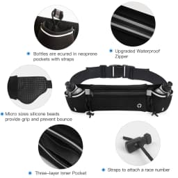 1PCS Running Belt with Water Bottles, Fanny Pack Fits 7 Inches Phones, Waist Pack for Running Hiking Climbing