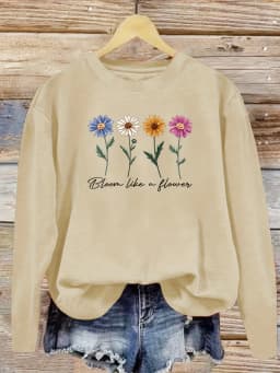 Women's Autumn and Winter Loose Casual Comfortable Tree and Bird Design Printed Velvet Long-Sleeved Round Neck Hoodie Pullover