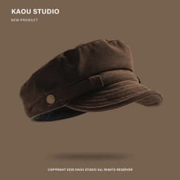 Japanese Solid Color Retro Suede Flat Top Painter Hat Autumn and Winter Men's and Women's British Casual Temperament Newsboy Cap