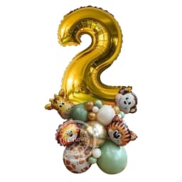 Wild Animal Balloon Tower with Gold 1-9 Number Balloon for Boy's Jungle Safari Birthday Party Decoration Forest Party Supply