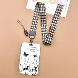 1 Pcs Simple Black And White Flowers Card Holder Campus Student Card Work Permit Bank Card Bus Card ABS Plastic Card Cover