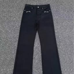 American-style retro button design washed jeans spring and autumn high-waist loose high-street wide-leg jeans for men and women