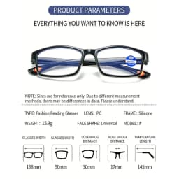 Classic HD Reading Glasses, Ultra-Light High Definition Anti-Blue Light Eyewear for Daily Use Lightweigh and Durable