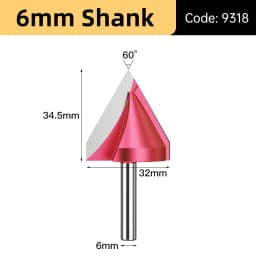HUHAO 6mm Shank V Shape Wood Router Bit 60 90 120 150 Degrees 3D Engraving Bit Carbide End Mill for Wood MDF Cutting Slotting