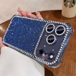 Colorful Glitter Full Screen Diamond Phone Case for iPhone 18 Pro Max 17 16 15 14 13 Lens Protection Plated Shockproof Cover