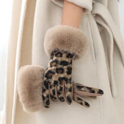 Imitation Lamb Wool Leopard Print Suede Women Winter Keep Warm Touch Screen Gloves Fashion Elegant Hairy Wrists Add Velvet