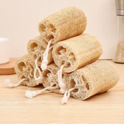 Natural Bath Loofah Exfoliating Body Sponge with Rope Loofah Scrubber for Skin Care Spa Shower Body Bath Brush Kitchen Cleaning