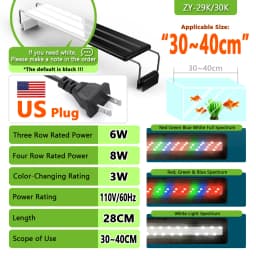 Aquarium LED Light Super Slim Fish Tank Aquatic Plant Grow Lighting Waterproof Bright Clip Lamp RGB LED 20-63cm for Fish Tank