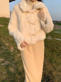 Premium Short Fur Jacket Women's Thickened Plush Outerwear Autumn Winter New Style Brand Button Design Straight Cut Long Sleeve