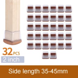 32PCS Table Chair Leg Floor Caps Cover Protectors Non Slip Square TPR Furniture Glides Feet Felt Pads Hardwood Floors Protector