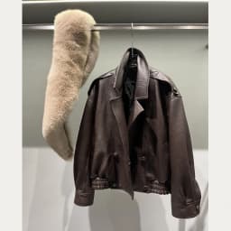 Natural Lambskin Leather Jacket for Women, 100% Genuine leather Fox Fur Leather Women Coat, Long Sleeves, H9021